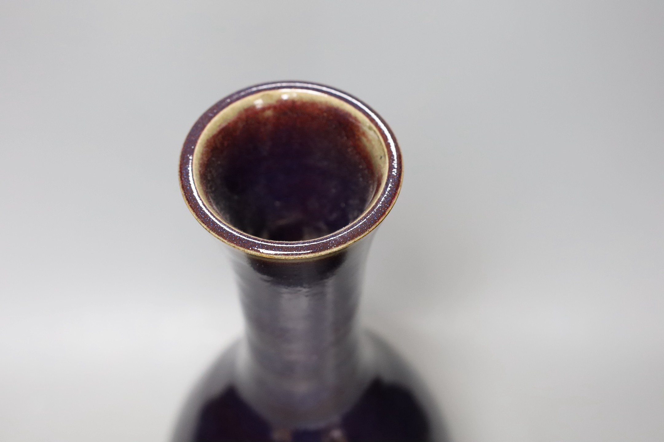 A Chinese aubergine glaze large bottle vase, 46cm